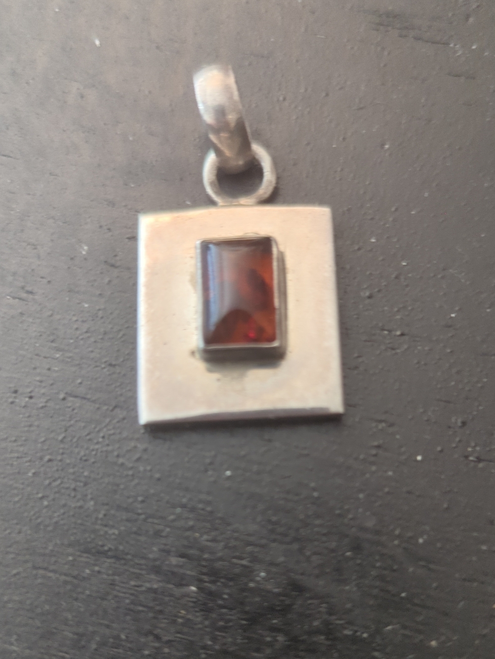 Geometric Sterling And Amber Pendant
